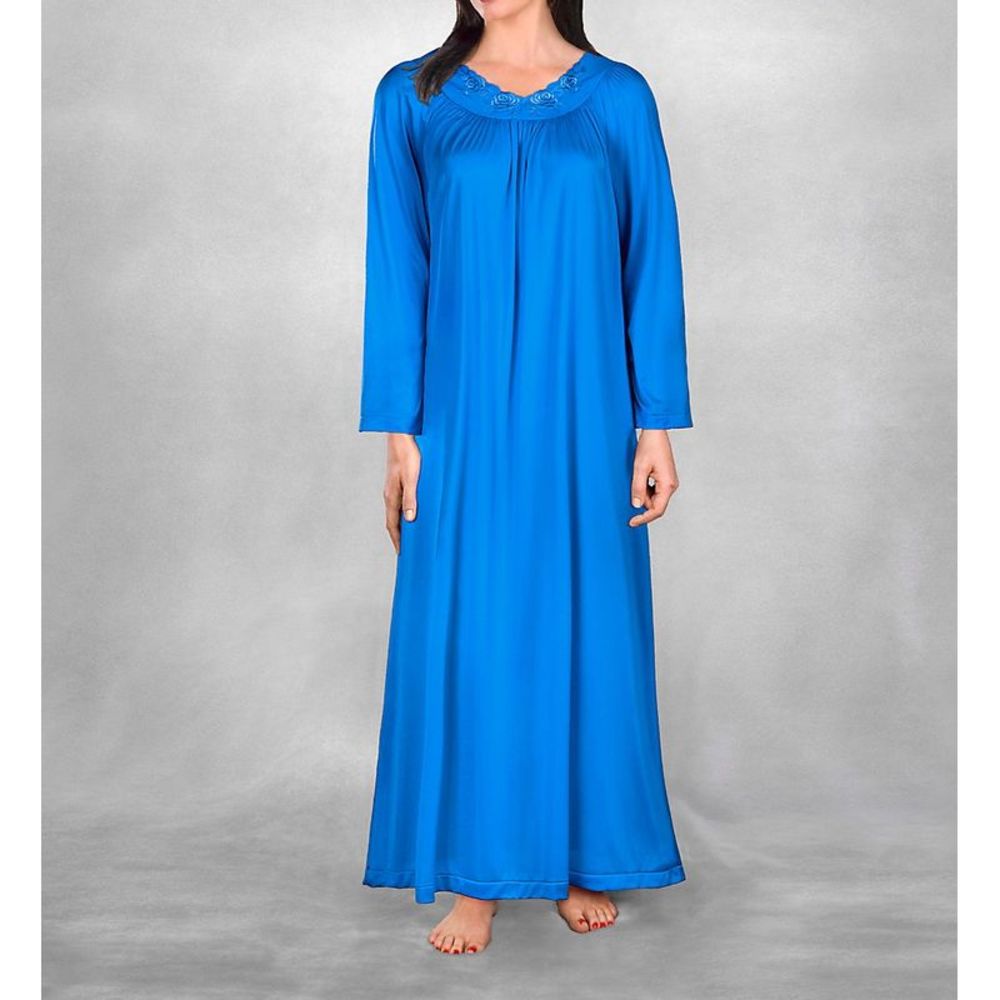 Shadowline Petals 53 Inch Long Sleeve Gown -  Sapphire  33280